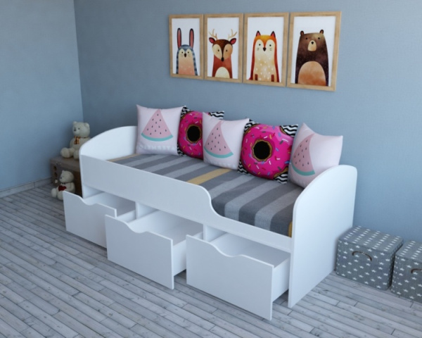 Кровать Малыш правая/левая (цвет: белый) от Династия Kids