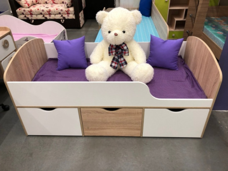 Кровать Малыш 160х80  (дуб сонома+белый) от Династия Kids