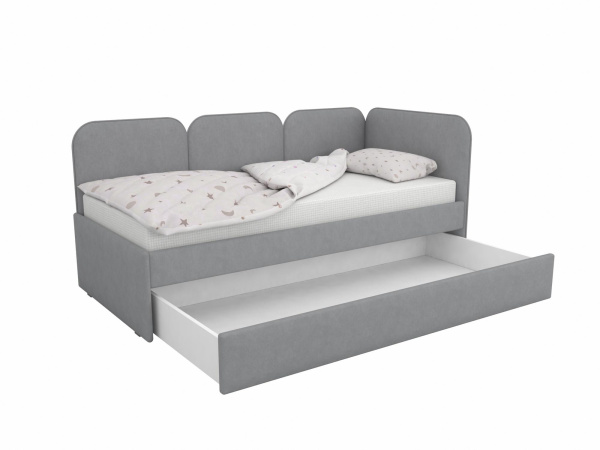 Мягкая угловая кровать Соната 80х160 Велюр голубой (универсальный угол)