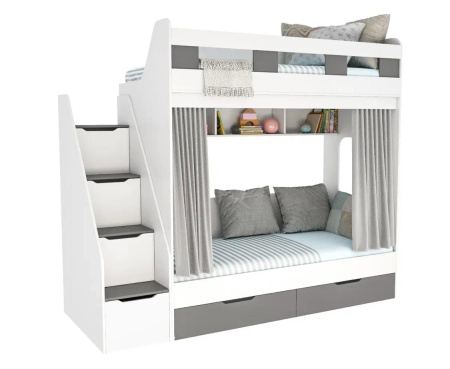 Двухъярусная кровать Твинс 190х90 (серебро + белый)