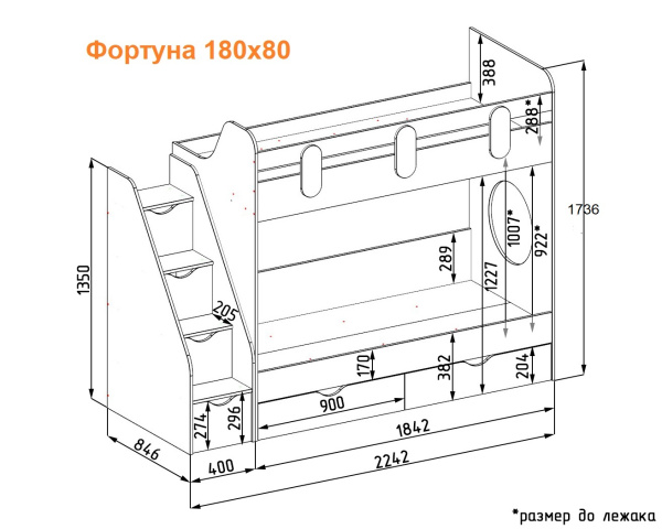 Кровать 2-х ярусная Фортуна 180х80 (велюр + белый) от Династия Kids