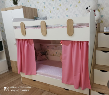 Кровать 2-х ярусная Фортуна (дуб сонома + белый)  от Династия Kids