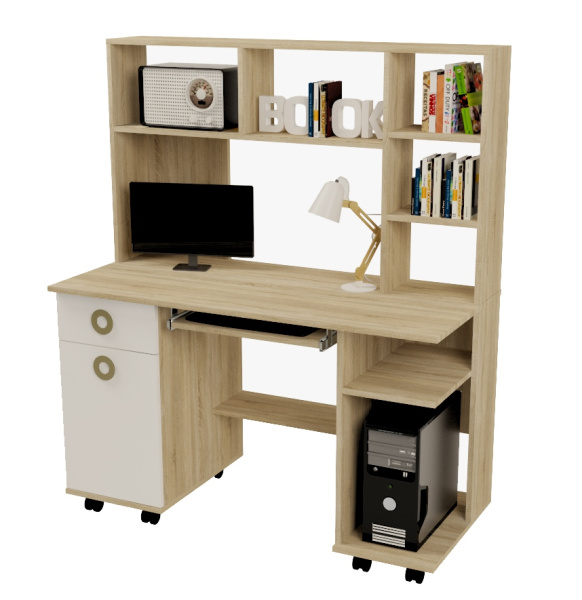 Стол письменный Костер (дуб сонома + белый) от Династия Kids