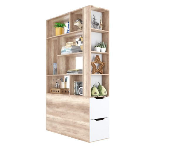 Стеллаж-перегородка для зонирования Стиль (дуб каньон) ширина 1200 мм от Династия Kids