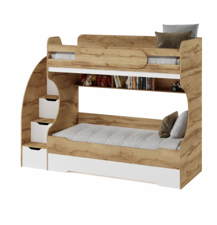 Кровать БИГ 120х200 (дуб золотистый + белый)