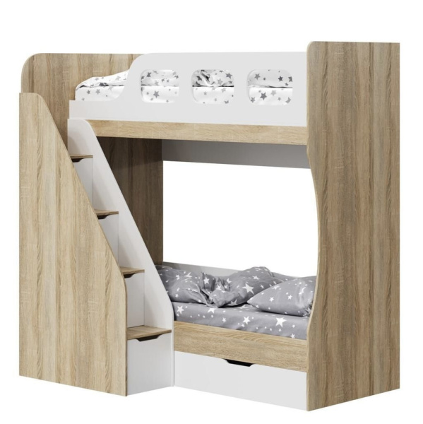 Кровать 2-х ярусная Умка-6 (дуб сонома+белый) 190х80 