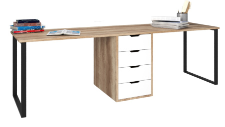 Стол Дуэт 2400 мм (дуб каньон + опоры черные). Столешница 22 мм от Династия Kids