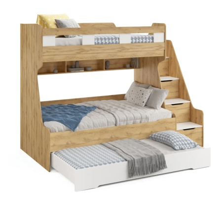 Кровать РУМ 120х200 (корпус белый + фасады дуб золотистый)