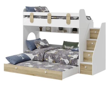 Кровать двухъярусная 190х80 Фортуна-3 (корпус белый + фасады дуб сонома)  от Династия Kids