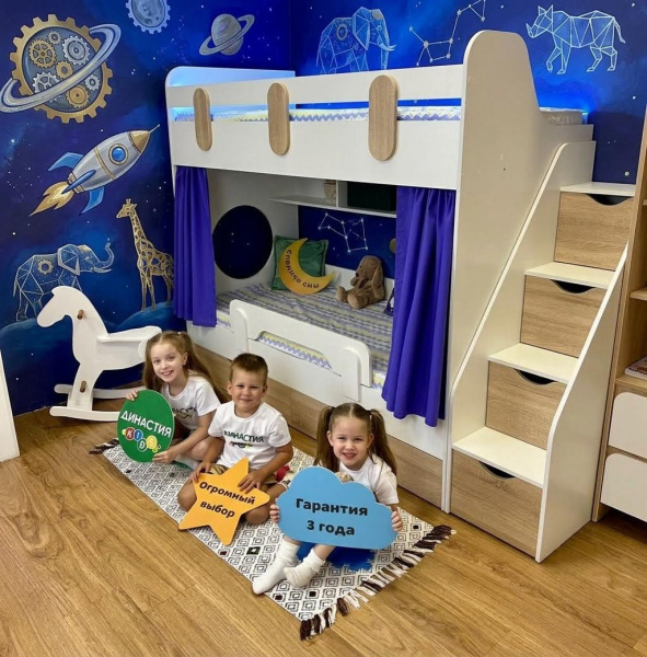 Кровать двухъярусная Фортуна 180х80 (белый + дуб сонома)