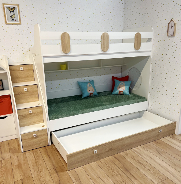 Кровать Фортуна-3 (белый+дуб сонома) 190х80 от Династия Kids