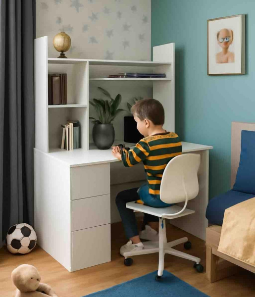 Стол письменный Практик 1200 мм (белый). Левый/правый