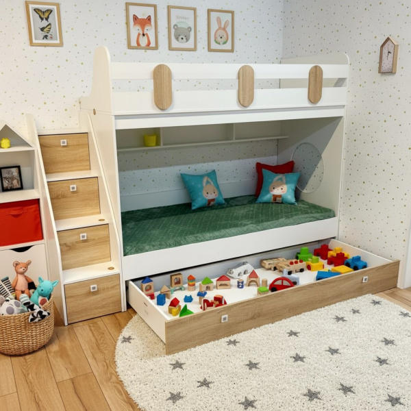 Кровать Фортуна-3 (дуб сонома + белый) 190х80 от Династия Kids