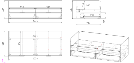 Комплект мебели Брайт Золотистый (стол + кровать + шкаф) от Династия Kids