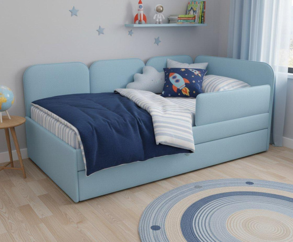 Мягкая угловая кровать Соната Грей 90х190 (универсальный угол)