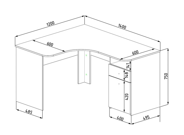 Стол угловой Умка NEW (ширина 1400 мм) от Династия Kids