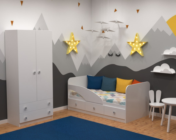 Кровать 160х80 Умка-5 с бортиком и ящиками  от Династия Kids