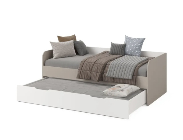 Кровать Квартет + кровать Дабл (велюр + белый) 190х90