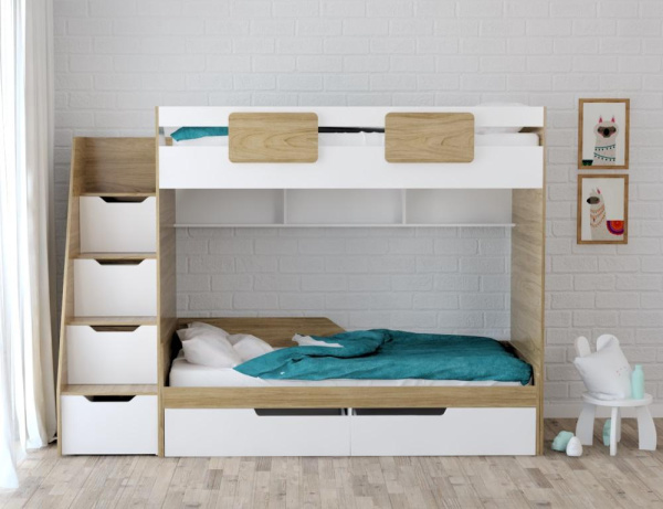 Кровать-чердак Мозаика + кровать Мозаика 190х90 от Династия Kids