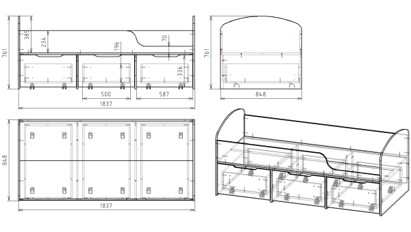 Кровать Малыш New 180х80 (цвет белый) от Династия Kids