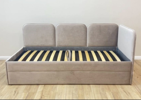 Мягкая угловая кровать Соната Беж 180х90 (универсальный угол)