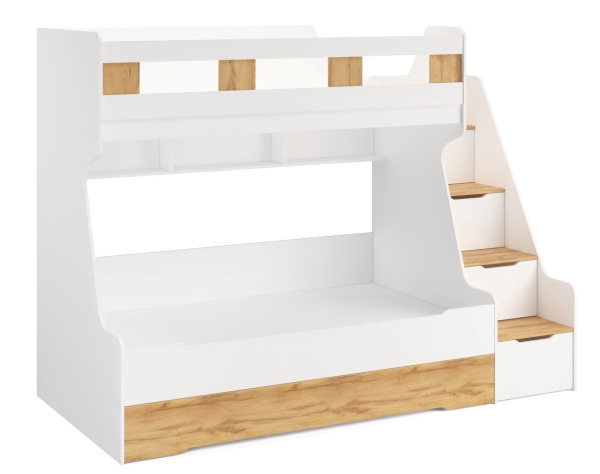 Кровать РУМ (правая/левая) 120х200 (дуб золотистый + белый)