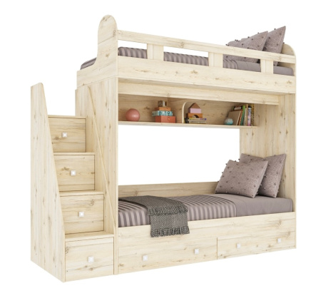 2-х ярусная кровать Юниор-2 (дуб шавиниган) 190х80 от Династия Kids