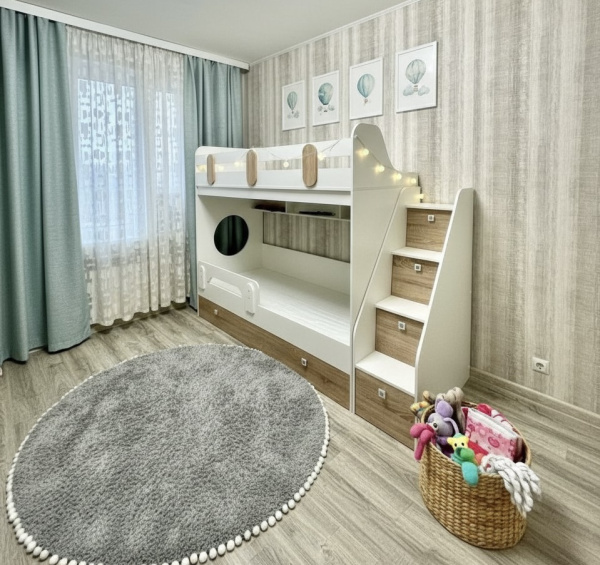 Кровать  2-х ярусная Фортуна-3 (дуб сонома + белый) 190х80