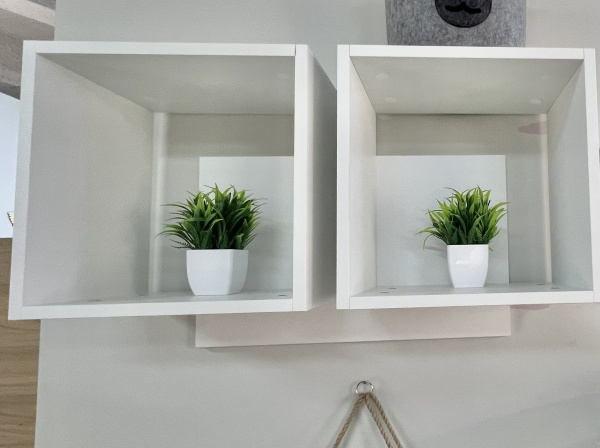 Полка настенная Квадрат-2 (дуб сонома+белый) 744 мм от Династия Kids