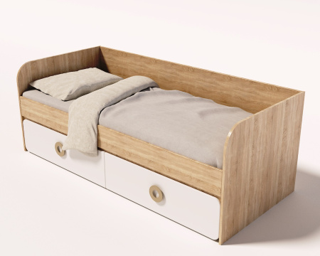 Кровать 190х90 коллекции Юниор 6.1 (дуб сонома+белый) от Династия Kids