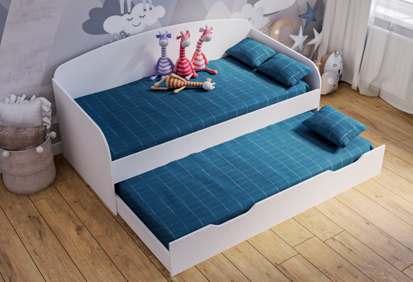 Кровать выдвижная Двушка (цвет: белый) 190х90