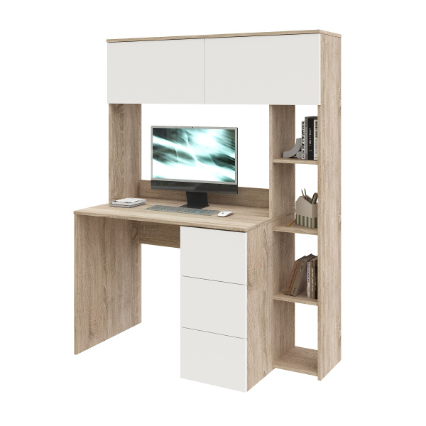 Стол Ритм 1250 мм (корпус дуб сонома + фасады белые). Левый/правый