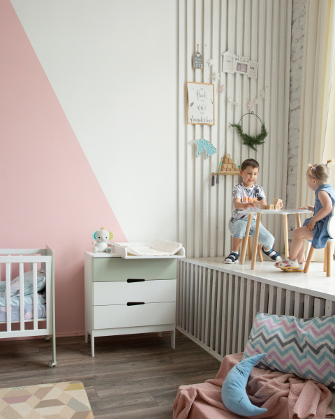 Комод Aлберо белый/шалфей (со съемным пеленальным столом) от Династия Kids
