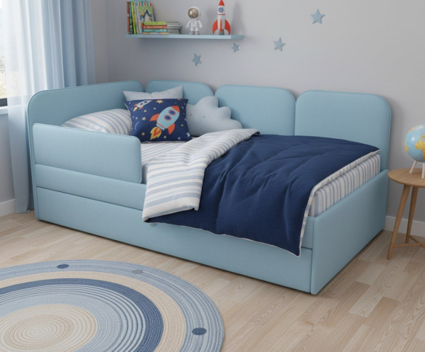 Мягкая угловая кровать Соната 80х160 Мята (универсальный угол)