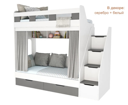 Двухъярусная кровать Твинс 190х90 (дуб сонома + белый) от Династия Kids