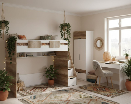 Шкаф коллекции Лайт Лофт (дуб каньон + белый) от Династия Kids