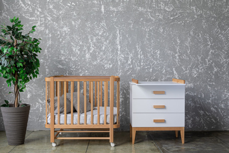 Комод Teрра белый/дерево (со съемным пеленальным столом) от Династия Kids
