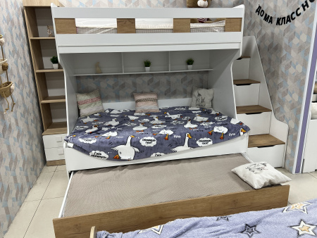 Кровать 3-х ярусная РУМ 120х200 (цвет белый) 