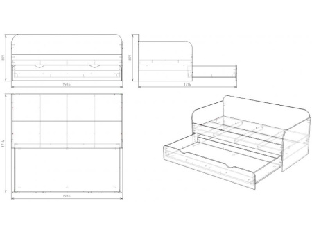 Кровать-чердак Мозаика-2+кровать Двушка (левая). Верх 190*90, низ 190*90+180*80 от Династия Kids
