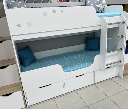 Двухъярусная кровать Малыши Двойняшки 180х80 (цвет белый) от Династия Kids