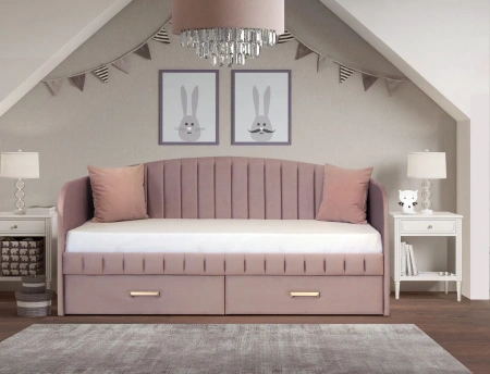 Мягкая кровать Слайт полоса Дуга 80х160 (велюр Тедди) от Династия Kids