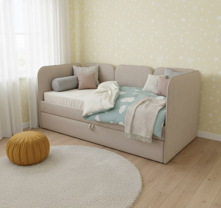 Мягкая кровать Соната Blue 80х160 с доп. спальным местом