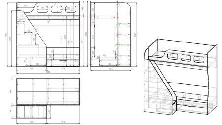 Кровать 2-х ярусная Умка-6 (цвет белый) 190х80  от Династия Kids