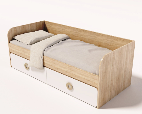 Кровать 190х90 коллекции Юниор 6.1 (дуб сонома+белый)