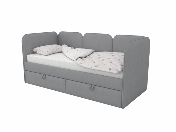 Мягкая кровать 90х200 Соната Грей с 2 ящиками
