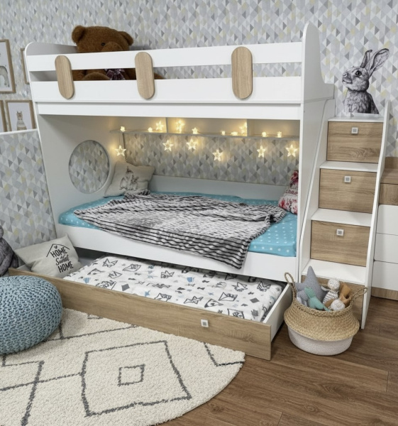 Двухъярусная кровать Фортуна-3 (цвет белый) 190х80 от Династия Kids
