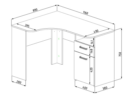 Стол угловой коллекции Престиж  от Династия Kids