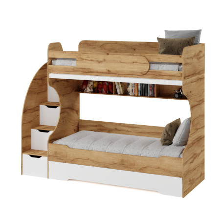 Кровать БИГ (дуб золотистый+белый) 200х90 от Династия Kids