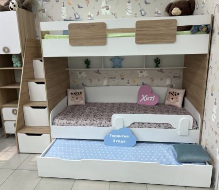Кровать выдвижная Двушка (цвет: белый) 190х90 от Династия Kids