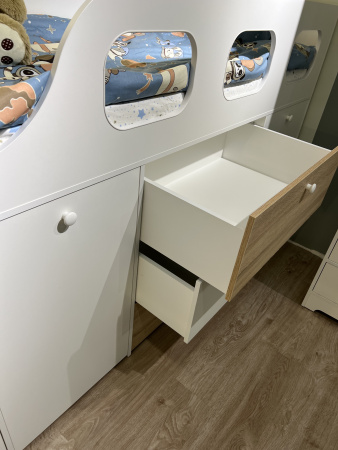 Кровать-чердак Хэппи 180х80 (дуб сонома+белый) от Династия Kids